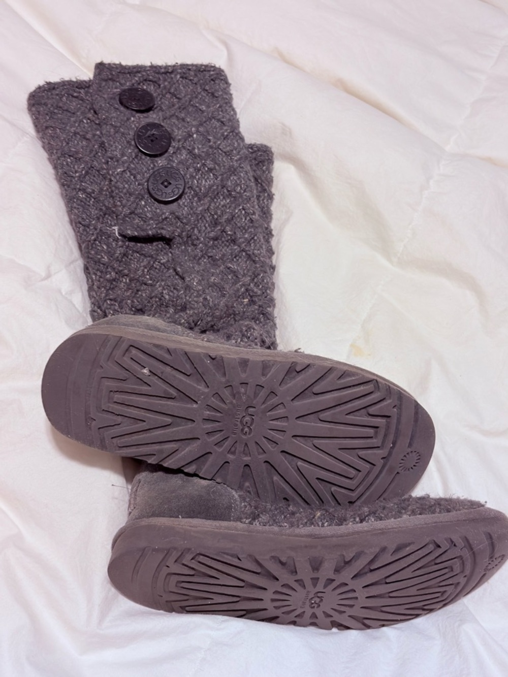 UGG Charcoal Knit Button Boots